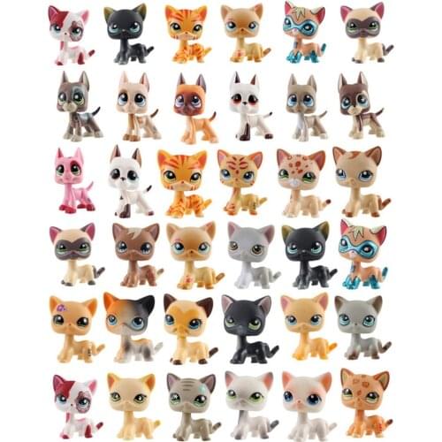 Rare new pet shop lps toy cute standing short hair cat pink dog original dachshund dog shepherd big dad dog children toy gift