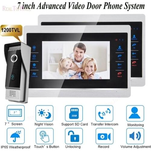 New Arrival 7 Inch 1200TVL Wired Video Doorbell Door Intercom system Door Phone Recording
