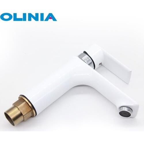 OLINIA bathroom faucets zinc core basin faucet bathtub bathroom faucets white polished basin basin mixer OL8200CW