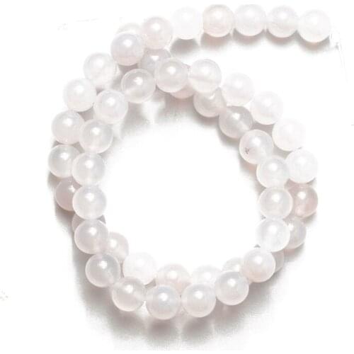 Wholesale Natural Stone White Agates Beads 4mm 6mm 8mm 10mm 12mm Loose Beads Needlework for Jewelry Making DIY Bracelet