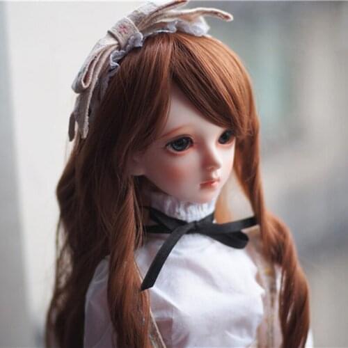 1/3 1/4 1/6 Bjd SD Doll Wig Wire Fashion Brown Colors Long Wavy HighTemperature Doll Hair Wig
