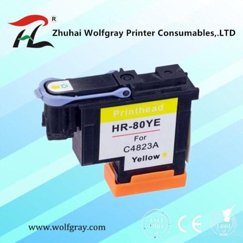 YI LE CAI compatible Yellow C4823A printhead for HP80 Designjet 1000 1050c 1055 Ink Cartridge Head for hp 80 Cartridges
