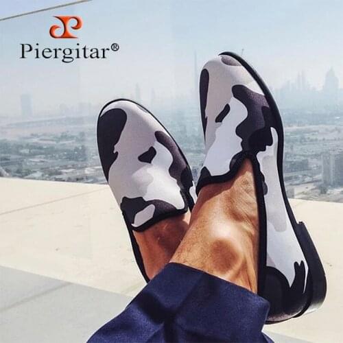 Piergitar new style Combining two classics - traditional loafers and military design fashioned in an exaggerated print slippers