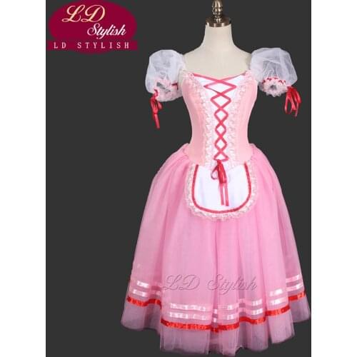 Pink Romantic Ballet Tutu Girls Giselle Ballet Dresses For Children Romantic Tutu Dress Adult Peasant Tutu Girls Dress LD0003D
