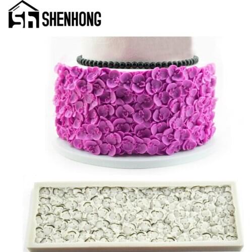 SHENHONG Wedding Birthday Pastry Orchid Border Decorate Mould New Phalaenopsis Petal Sugar Craft Silicone Fondant Cake Mold