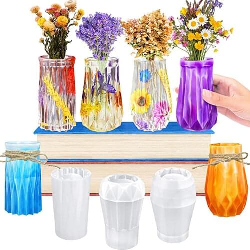 DIY Flower Vase Silicone Molds Tool Multi-Shape Casting Resin Moulds Used for Family Decoration Casting Tools Handicraft Making