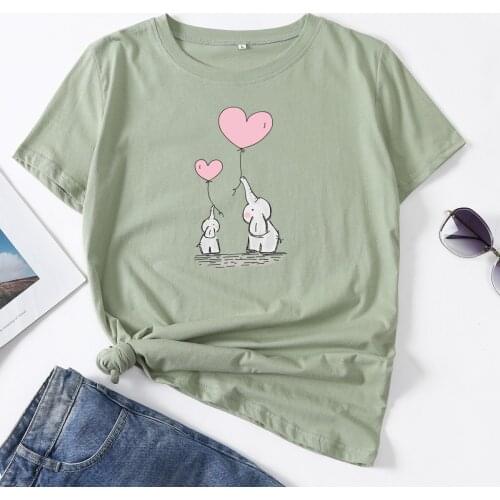 Elephant Mama Mommy Mini Me Woman T-Shirt Short Sleeve T-Shirts Summer Tops for Women Cotton Graphic Tee Female Shirt Clothes