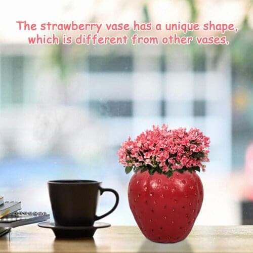 Strawberry Shape Flower Vase Modern Nordic Flower Pot Art Vases Resin Home Office Sculpture Desktop Plant Pot Ornament Gifts