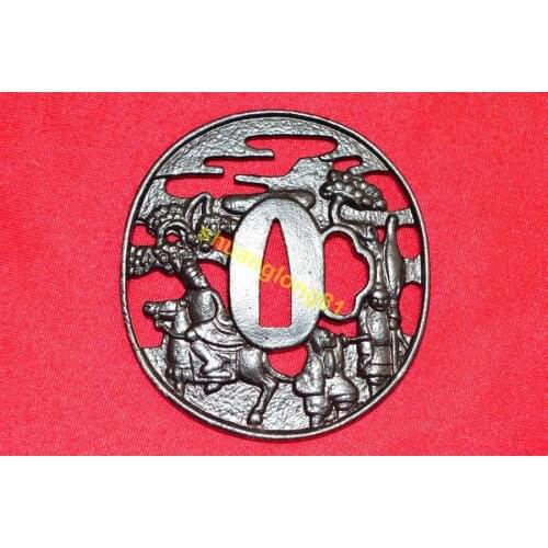 High Quality Iron Steel Japanese Tsuba Iron Samurai Katana Sword Guard Wakizashi