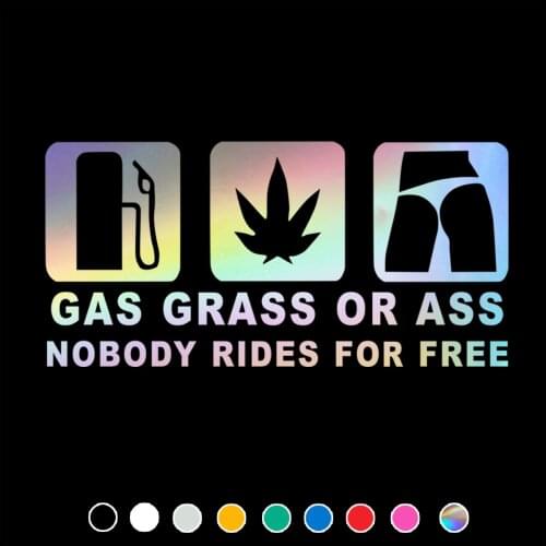 Funny Car Sticker GAS GRASS OR ASS Decal For Cars Motorcycle Bumper Window Door Body JAYJOE Dropshipping Vinyl Stickers