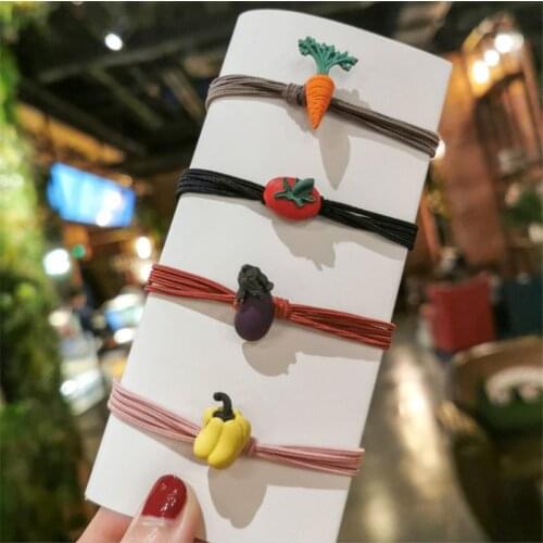 2020 New Design Fashion Cute Fruit Vegetables Women Headwear Girl Elastic Hair Bands Hair Accessories