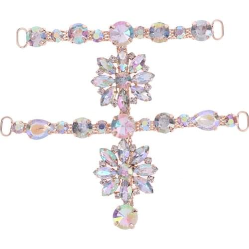 1Pcs Women Shoe Buckle Rhinestone Sandals Acrylic Chain Crystal Shoes Clip Buckle Charm Accessories