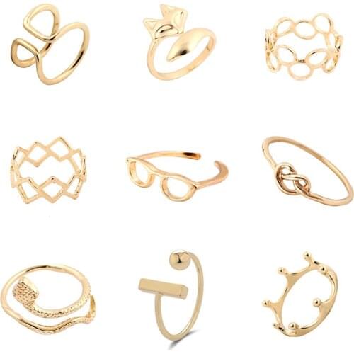 Fashion Open Fox Snake Rings for Women Girls Everyday Jewelry Punk Round Bar Heart Female Knuckle Rings Bague Femme Party Gifts