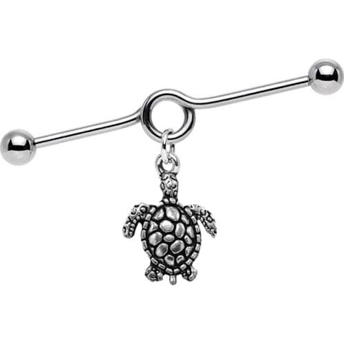 1PC Stainless Steel 14G Moon High Quality Industrial Barbell Punk Piercing Tragus Cartilage Dangle Ear Piercing Jewelry