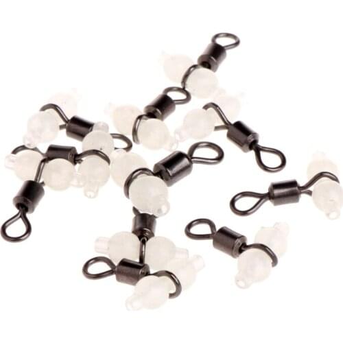 10Pcs 3 Way Durable Luminous Fishing Rolling Swivels Connector Sea Tackle Hook Connector Night Fishing Freshwater & Sea Fishing