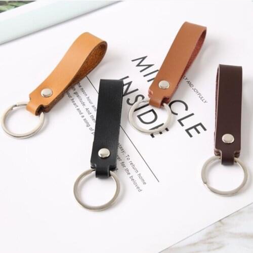 10pcs Real Cowhide Key Holder Handmade Genuine Leather Key Ring Lanyard Retro Creative keychain Jewelry Keychain