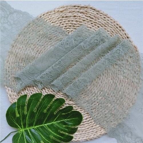 18.5cm Green Elastic Wide Lace Tulle Nylon Spandex Hometextiles Hand-Stitched Clothing Underwear Veil Knitted fabric E1013