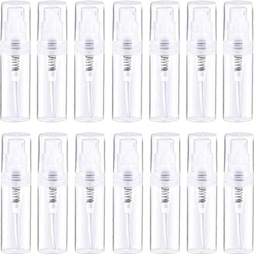 200Pcs Clear Small Plastic Spray Bottles 2ML 3ML Mini Refillable Vial Empty Cosmetic Containers