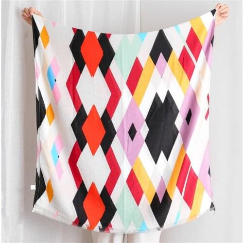 2019 Fashion Geometry Print Fringe Scarves Shawls Beautiful Cotton Beautiful Geometric Muffler Hijab Wrap 10pcs/LOT