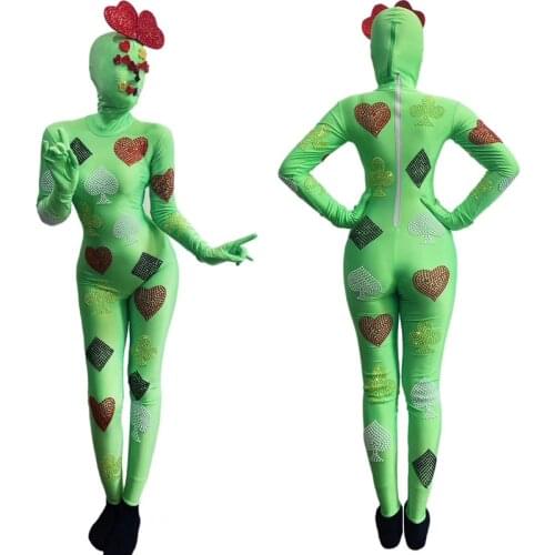 2020 Female DJ Outfit Women Nightclub Jumpsuit Headwear Rave Gogo Costume Festival Clothing cosplay Halloween Clothes DN6678