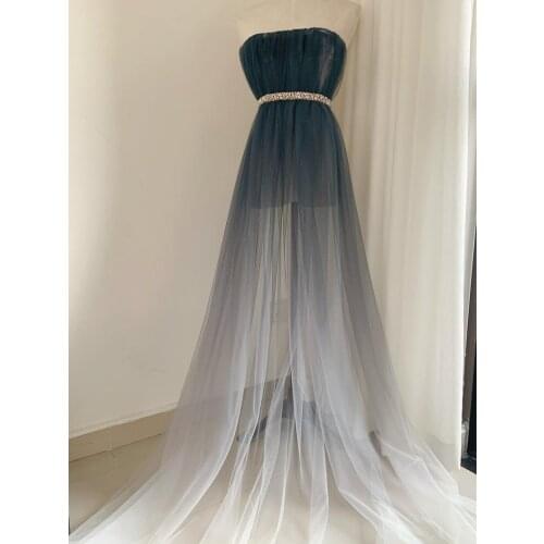 3 Yards Dip Dye Tulle Fabric Forest Green Tulle Fabric With Ombré Color For Dress Costume