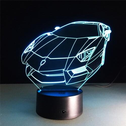 7 Colors Changing Sports Car 3D Night Lights LED Visual Lights Atmosphere Lamp Touch Switch USB Table Lamp Novelty Kid Gift