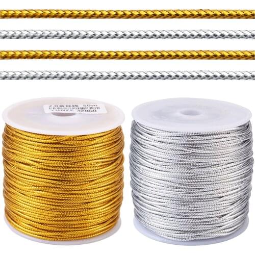 4 Rolls 2mm Mixed Color Jewelry Braided Thread Metallic Cords DIY Jewelry Bracelet Handmade Stringing Materials about 50m/roll