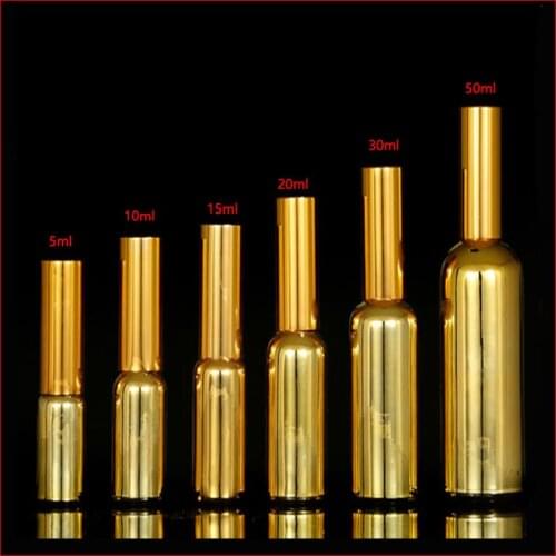 5/10/15/20/30/50/100ml gold plated glass bottle container,essentical oil bottle refillable cosmetics bottles