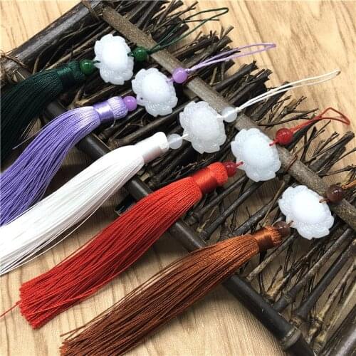 5Pcs/Pack Lotus Tassel Hanging Ears White Jade Lotus Tassel DIY Fan Falling Decorative Pendant