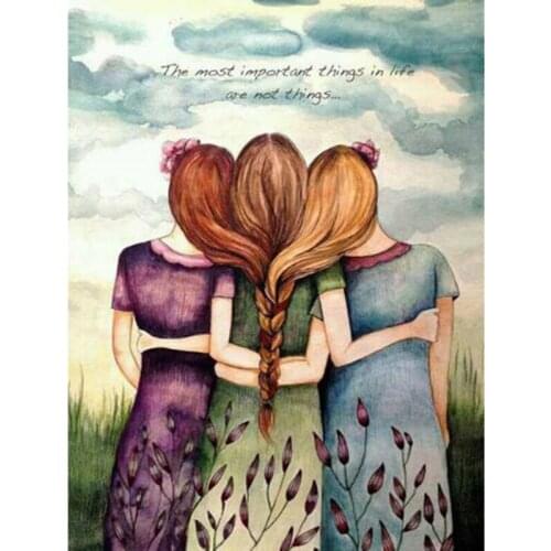 Full Square Round Diamond 5d Diy Diamond Painting Three girls sisters 3D Embroidery Cross Stitch Mosaic Painting Home Decor Gift