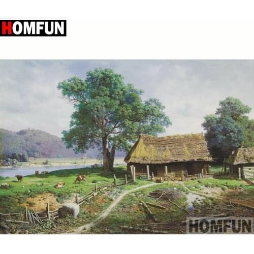 HOMFUN Full Square/Round Drill 5D DIY Diamond Painting "House landscape" Embroidery Cross Stitch 5D Home Decor Gift A18345