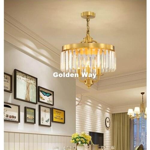 Free Shipping Copper Nordic Pendant Lamp D35cm 3L Creative Brief Restaurant Lights Crystal Personalized Decorative Pendant Lamp