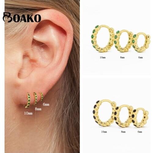 BOAKO Pendiente Plata 925 Sterling Silver Piercing Zircon Earrings For Women Pendant Hoop Earing Luxury Jewelry Huggie Earrings