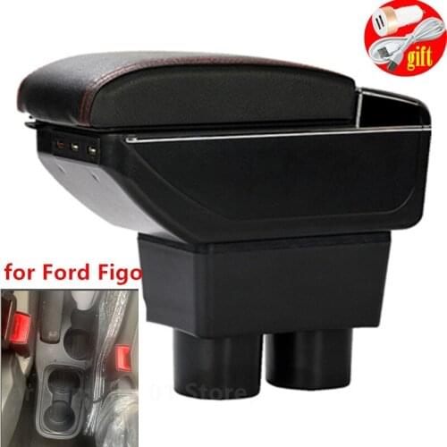 For Ford Figo Armrest Box central storage content storage box with cup holder ashtray USB interface