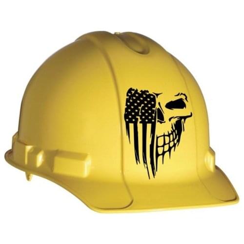 For Skull Flag Hard hat, helmet decal. sticker Contractor, Millwright, Construction