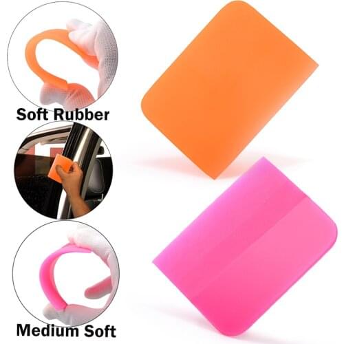 EHDIS 2pcs Soft Rubber Carbon Fiber Vinyl Film Wrap Scraper Window Tint Squeegee Auto Wrapping Tool Glass Car Cleaning Wash Tool
