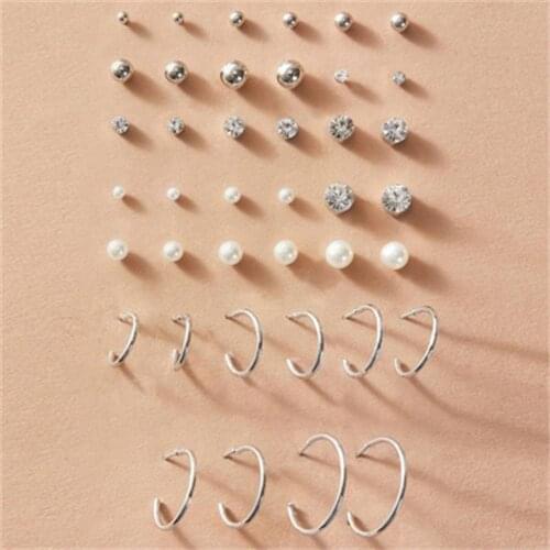 European and American new pearl earrings set 20 pairs of creative retro simple temperament earrings male and female couples
