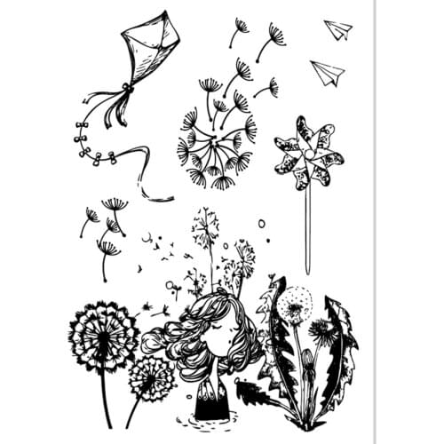 Hot sale dandelion girl Transparent Clear Stamps / Silicone Seals Roller Stamp for DIY scrapbooking photo album/Card Making