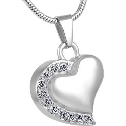 IJD8018 Crystals Inlay Human Ashes Holder 316L Stainless Steel Cremation Pendant Jewelry Funeral Urns Women Accessories