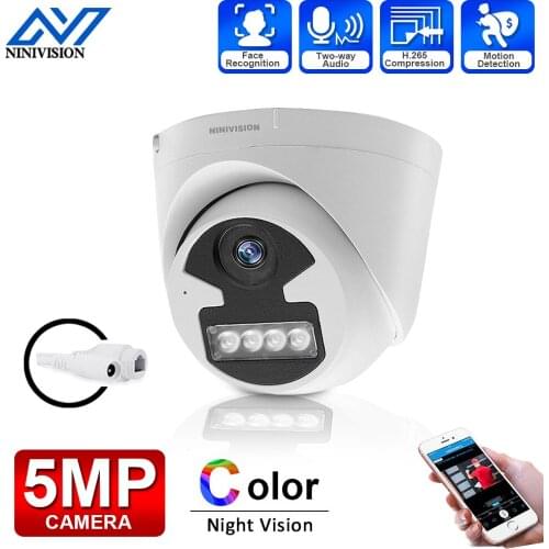 Onvif HD 5mp IP POE Camera Dome Face Detection CCTV Video Surveillance System Indoor Two-way Audio Smart Home Security Camera IP