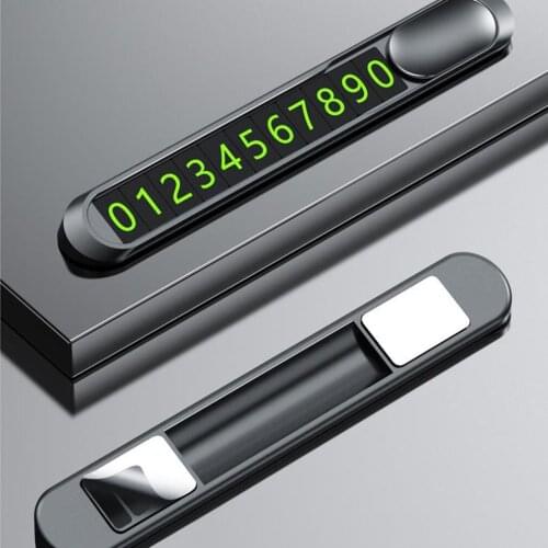 Temporary Car Parking Card Car Sticker Metal Alloy Texture Car Phone License Plate Automobile Parking Card