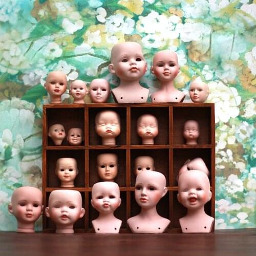 90S Antique Ceramic Doll Head Flower Pot DIY Hand-Painted Perforated Soup Practice Makeup Baby Head Ornaments