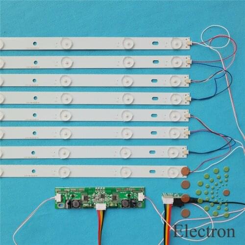 8pcs 440mm LED Backlight Lamps kit Aluminum Board w/ Optical Lens Fliter for 46inch TV Monitor+driver board+DC 12V Mini Tester