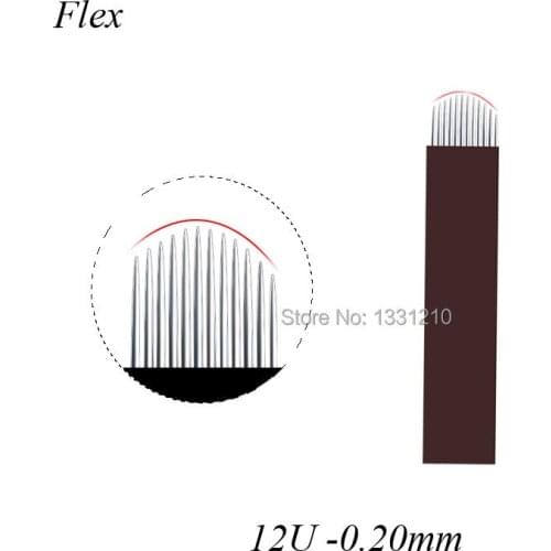 Lâmina 12 U Para Tebori Laminas Agulhas 0.20mm Permanent Makeup 3D Eyebrow Tattoo Microblading Needles Black