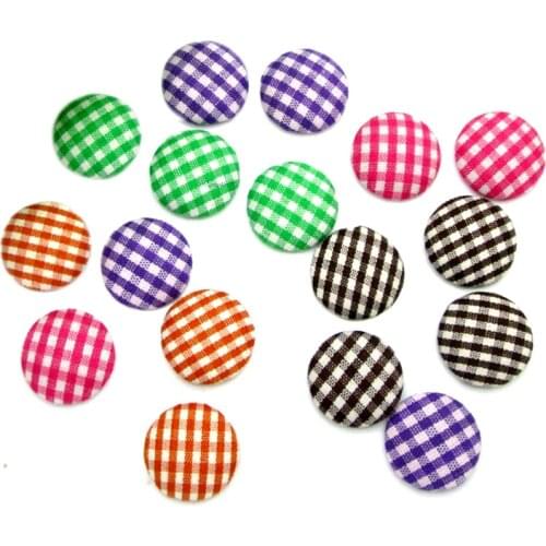 LF 50Pcs Mixed Round Cloth Sewing Buttons For Clothes Needlework Flatback Scrapbooking Crafts Decorative Diy Accessories