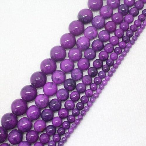 Mini. Order is $7! 4-14mm Purple Multicolor Snow Jades stones Jaspers Round DIY Jewelry Making Loose Beads 15"