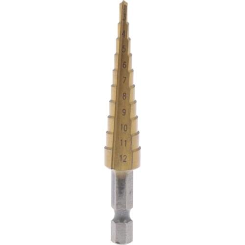 1x New 3-12mm HSS 4241 Coated Stepped Drill Bits Hex Handle Drill Bit Drilling Power Tools for Metal Wood Hole Cutter Cone Drill