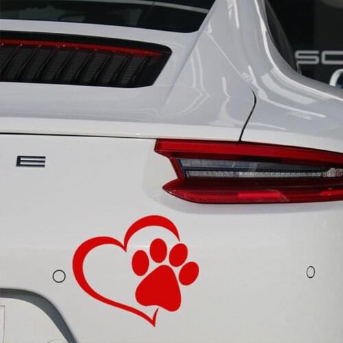 EmpireYing 3 Sizes 8 Colors Lovely Heart Shaped Dog Cat Paw Print Car Sticker Camper Van Motorcycle Decor Reflective Vinyl Decal