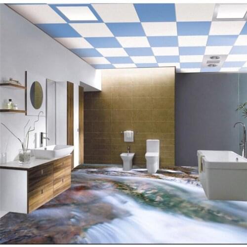 Beibehang Custom Flooring 3d Photo Decorative Painting 3D Bathroom Small River Water Stone Floor Tile 3d flooring wallpaper