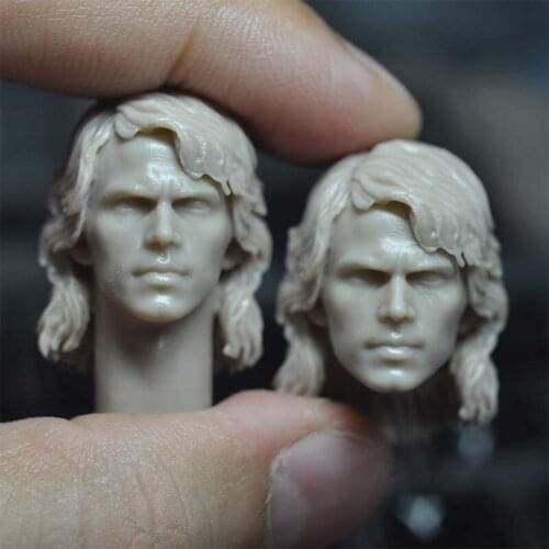 Unpainted 1/12 Anakin Head Sculpt Hayden Christensen Head Carving Fit 6'' SHF Action Figure Body for Fans DIY
